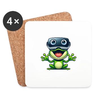 Frosch VR Gamer Lustige Virtuelle Realität - Untersetzer (4er-Set) - Weiß - Vorne