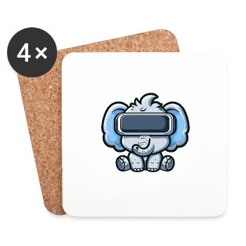 Elefant VR Virtual Reality Gamer Zocker Süß - Untersetzer (4er-Set) - Weiß - Vorne