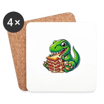 T-Rex Dino Lasagne Pâtes Dinosaure Italien F - Dessous de verre (lot de 4) - blanc - Devant
