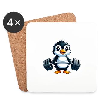 Penguin Haltère Fitness Entraînement Fort - Dessous de verre (lot de 4) - blanc - Devant