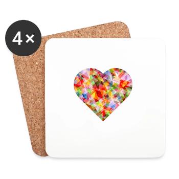 NOUVEAU -- Design abstrait de cœur vibrant ! - Dessous de verre (lot de 4) - blanc - Devant