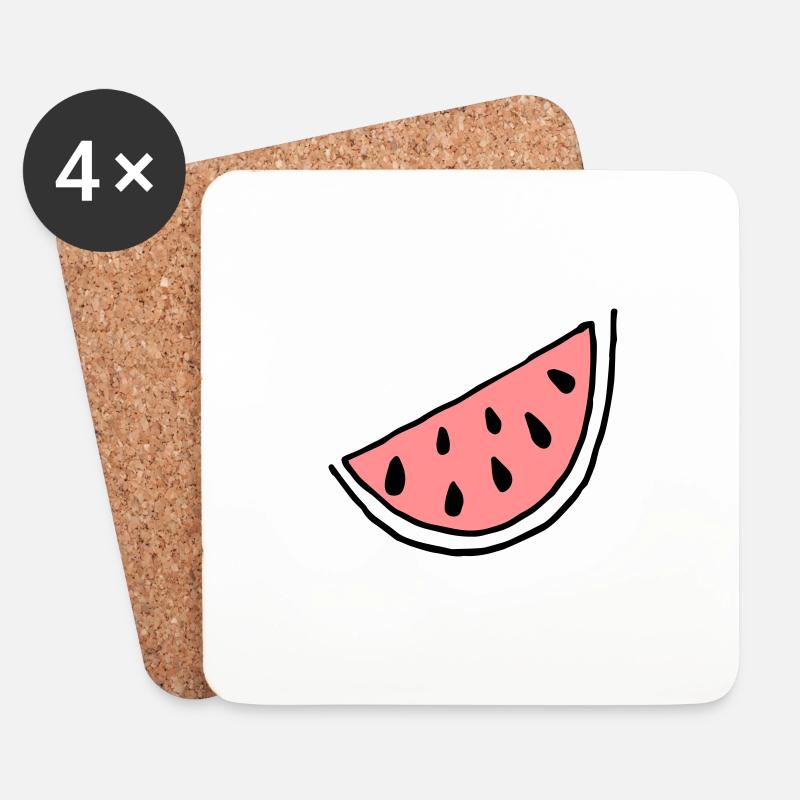 Frucht Melonen Schwarz Obst Geschenk Geschenkidee - Untersetzer (4er-Set) - Weiß