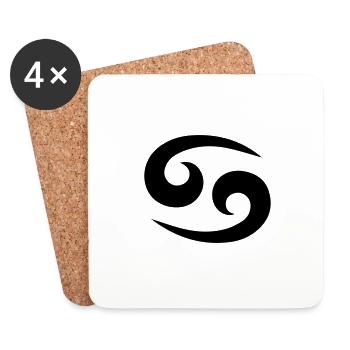 Signe du zodiaque De Krebs Noir Cadeau Idée cadeau - Dessous de verre (lot de 4) - blanc - Devant