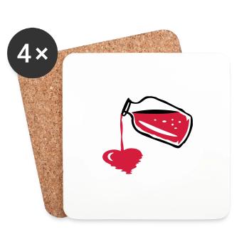 Love potion in a glass bottle & liquid heart - Coasters (set of 4) - white - Front