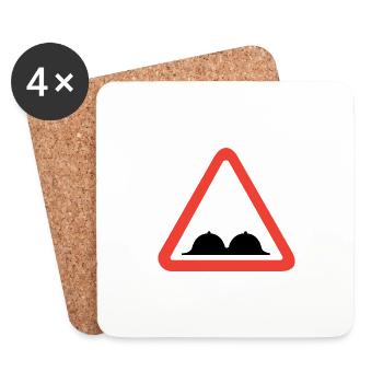 warning boobs - Coasters (set of 4) - white - Front
