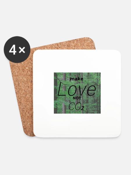 make Love not CO2 stop climate change Umweltschutz - Untersetzer (4er-Set) - Weiß