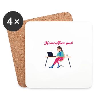 bureau à domicile fille, bureau à domicile, travail, bureau - Dessous de verre (lot de 4) - blanc - Devant