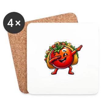 Taco avec Tomato Dabbing Comic - Dessous de verre (lot de 4) - blanc - Devant
