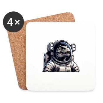 T-Rex astronaut in space - Coasters (set of 4) - white - Front