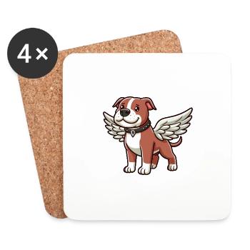 Hund Pitbull Süß Engel Flügel - Untersetzer (4er-Set) - Weiß - Vorne