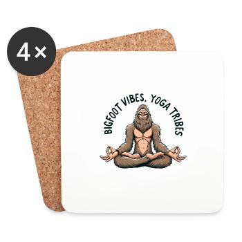 Bigfoot Sasquatch Yoga Meditation Namaste Zen - Coasters (set of 4) - white - Front