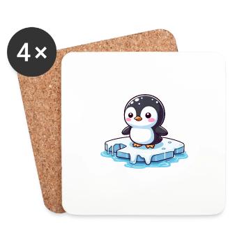 Penguin, Global Warming & Melting Ice - Coasters (set of 4) - white - Front