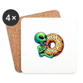 Außerirdischer UFO Donut Bäcker Gebäck lustig - Untersetzer (4er-Set) - Weiß - Vorne