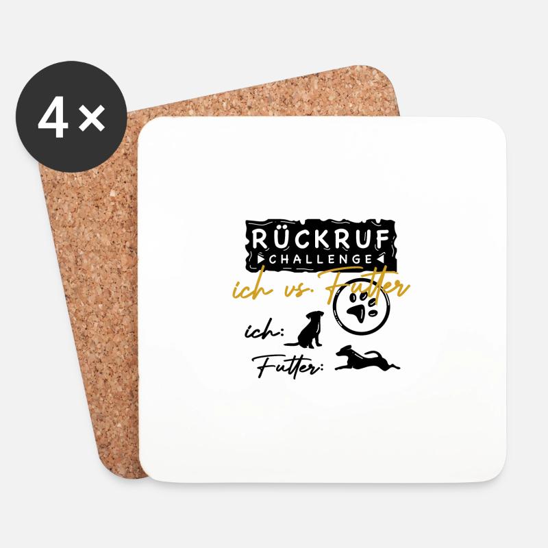 Hund Rückruf - Untersetzer (4er-Set) - Weiß