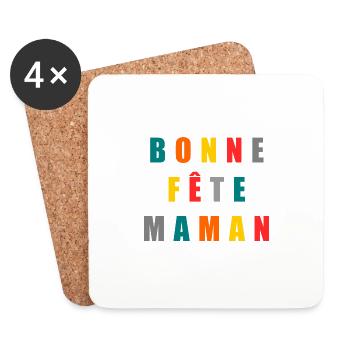 BONNE FÊTE. FÊTE DES MÈRES. FÊTE DES PÈRES. FÊTE - Dessous de verre (lot de 4) - blanc - Devant