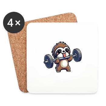 Sloth Strength Training: Dumbbells & Bench Press - Coasters (set of 4) - white - Front