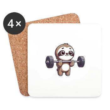 Sloth power training with dumbbells - Coasters (set of 4) - white - Front