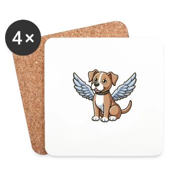 hund pitbull engel flügel süß cartoon - Untersetzer (4er-Set) - Weiß - Vorne