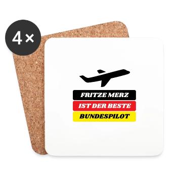 Fritze Merz is the best federal pilot - Coasters (set of 4) - white - Front