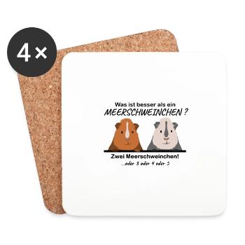 Was ist besser als ein Meerschweinchen - Geschenk - Untersetzer (4er-Set) - Weiß - Vorne