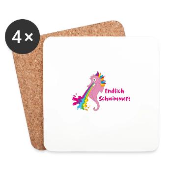 endlich schwimmer,seepferdchen,regenbogen,kotzen - Untersetzer (4er-Set) - Weiß - Vorne