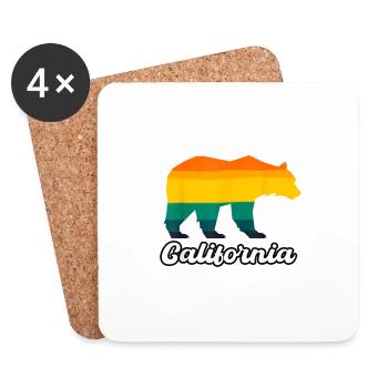 California Bear Vintage Sunset Souvenir - Dessous de verre (lot de 4) - blanc - Devant