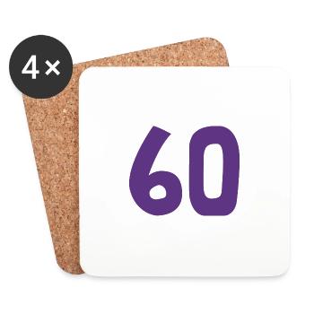60. 60 ANS. 60e ANNIVERSAIRE. ANNIVERSAIRE 60 ANS. - Dessous de verre (lot de 4) - blanc - Devant