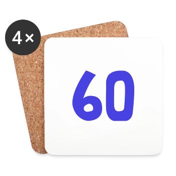 60. 60 ANS. 60e ANNIVERSAIRE. ANNIVERSAIRE 60 ANS. - Dessous de verre (lot de 4) - blanc - Devant
