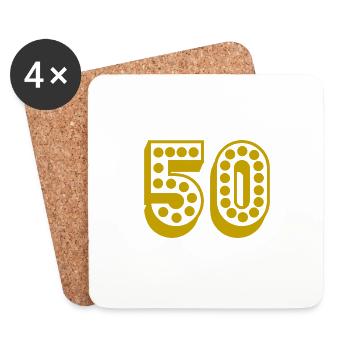50. 50 ANS. 50e ANNIVERSAIRE. ANNIVERSAIRE 50 ANS. - Dessous de verre (lot de 4) - blanc - Devant