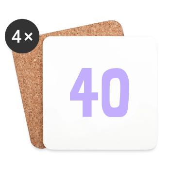 40. 40 ANS. 40e ANNIVERSAIRE. ANNIVERSAIRE 40 ANS. - Dessous de verre (lot de 4) - blanc - Devant