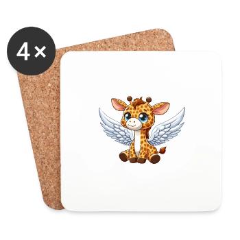 Girafe avec des ailes comme un ange - Dessous de verre (lot de 4) - blanc - Devant