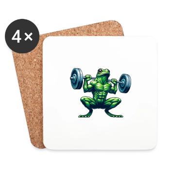 Muscular Frog Weightlifter Fitness - Coasters (set of 4) - white - Front