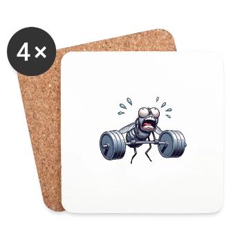 Noeud papillon haltérophilie fitness insecte entraînement - Dessous de verre (lot de 4) - blanc - Devant