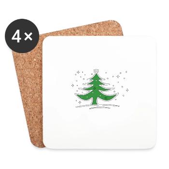 sapin - Dessous de verre (lot de 4) - blanc - Devant