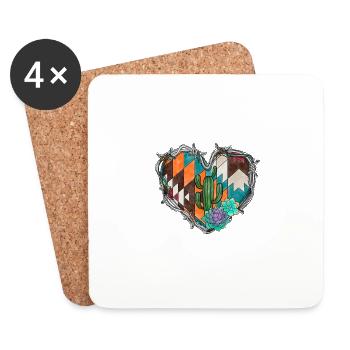 Aztèque avec le fil barbelé succulent - Dessous de verre (lot de 4) - blanc - Devant
