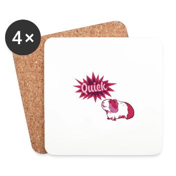 quiek,guinea pig,pink,pink - Coasters (set of 4) - white - Front