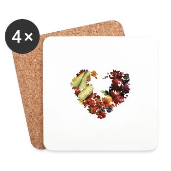 heart, fruit, vegetables, vegetable heart, colorful - Coasters (set of 4) - white - Front
