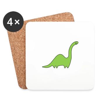 Dino Langhals - anpassbare Motivfarben - Untersetzer (4er-Set) - Weiß - Vorne