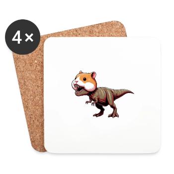 Hamster Dino T-Rex Mythical Creature Fantasy Creature - Coasters (set of 4) - white - Front