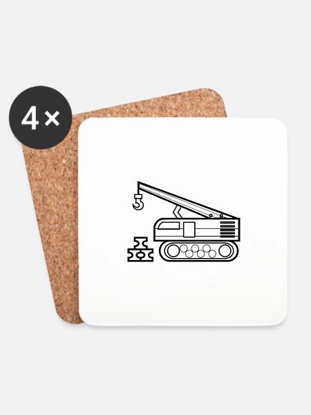 Kran zum ausmalen Kranfahrer Geschenk - Untersetzer (4er-Set) - Weiß