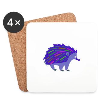 igel,regenbogen,bunt,blau - Untersetzer (4er-Set) - Weiß - Vorne