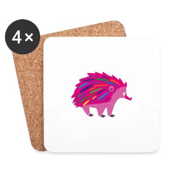 igel,pink,regenbogen,bunt,pink - Untersetzer (4er-Set) - Weiß - Vorne