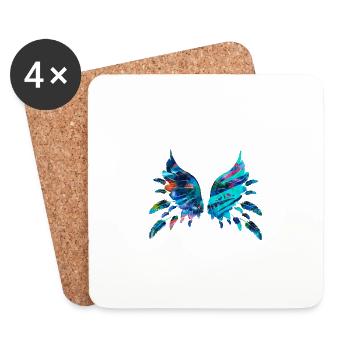 wings,feathers,colorful wings,feather,painting - Coasters (set of 4) - white - Front