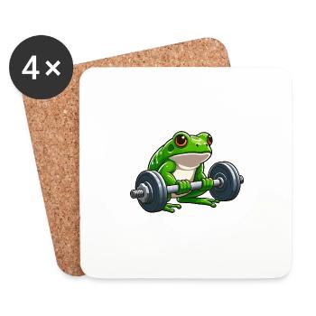Strong frog while lifting weights - Coasters (set of 4) - white - Front