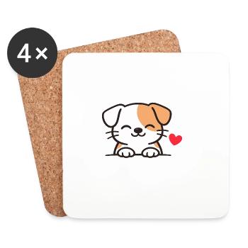 Un chien doux avec du cœur - Dessous de verre (lot de 4) - blanc - Devant