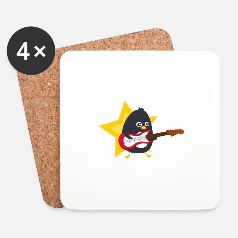 Penguin Spiel guitare - Untersetzer (4er-Set) - Weiß