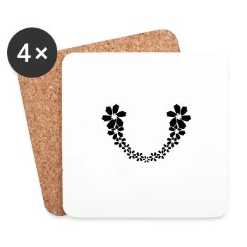 Vrille de fleurs en demi-cercle - Dessous de verre (lot de 4) - blanc - Devant