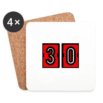 30 ANS. 30e ANNIVERSAIRE. ANNIVERSAIRE 30 ANS. 30 - Dessous de verre (lot de 4) - blanc - Devant