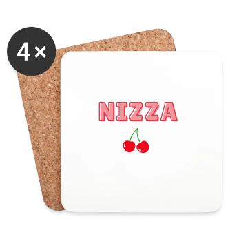 Nice Pink Font with Cherries - Coasters (set of 4) - white - Front