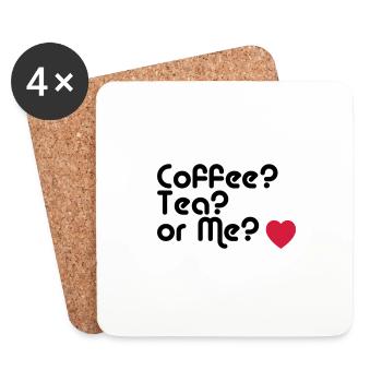coffee tea or me - Dessous de verre (lot de 4) - blanc - Devant